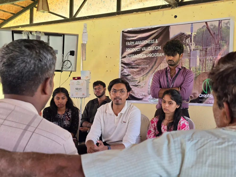 Farmers and the CropNow team at a farm awareness and product validation programme